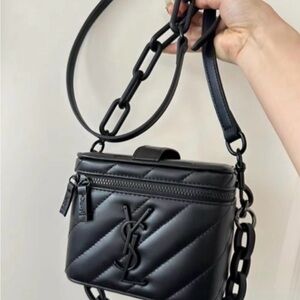 Yves Saint Laurent Black Vanity bag with chain.